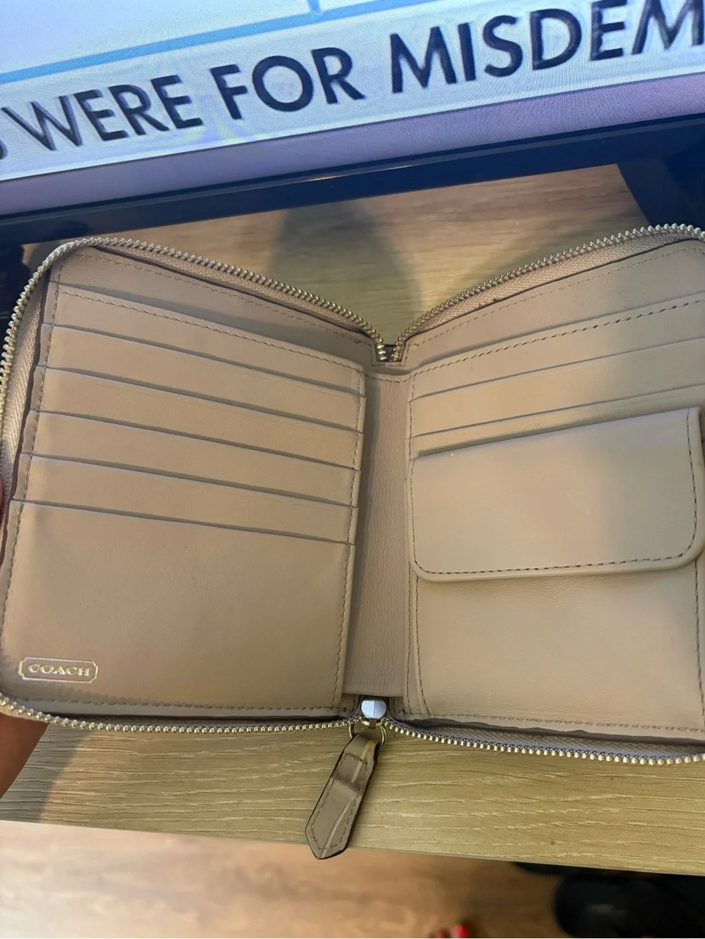 Coach Taupe Croc-Embossed Leather Wallet